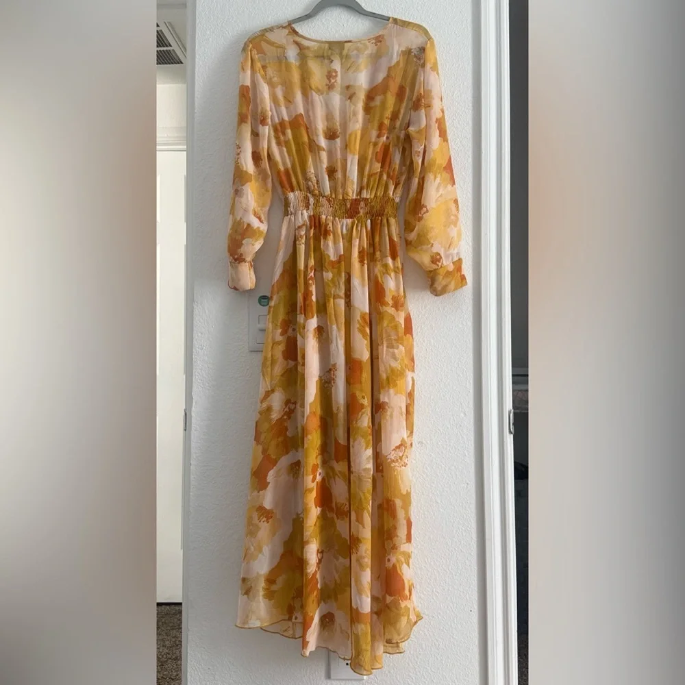 Floral Long Sleeve Dress in Yellow and White - Picture 10 of 10